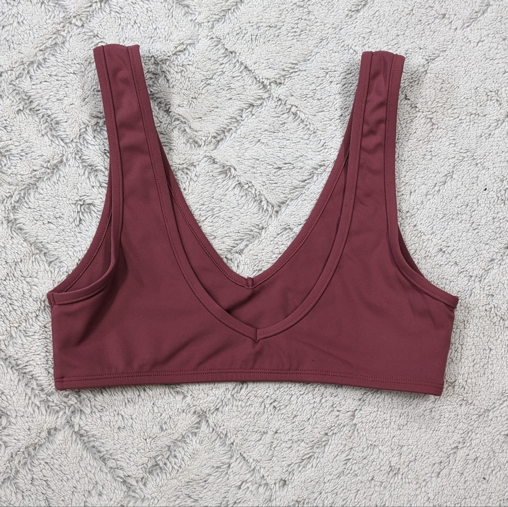 Set Active Sports Bra Women's Small Pink Deep Mauve Sport body Dip V Front Back - Picture 1 of 6